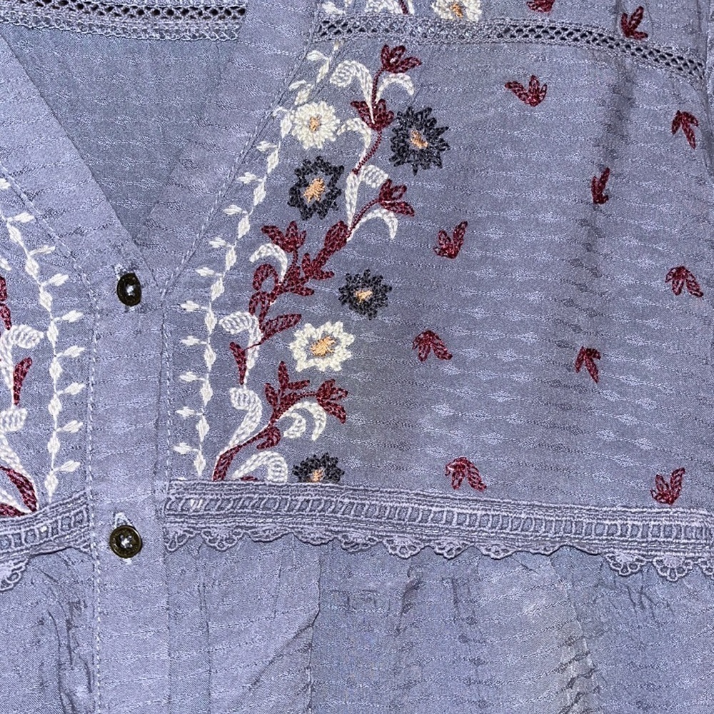Knox Rose boho style size Small long sleeve lavender blouse w/embroidery - Picture 4 of 9